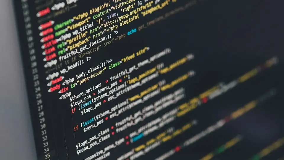 Programming code displayed across a computer monitor