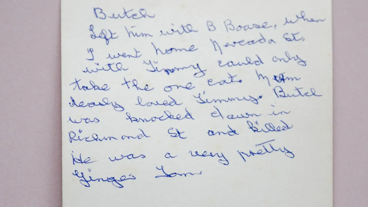 A handwritten note preserved on aged paper