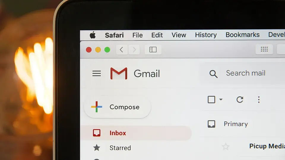 An email inbox open on a laptop computer
